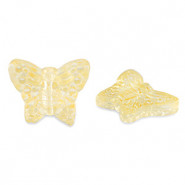 Abalorio de cristal 16mm Mariposa - Amarillo